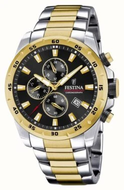 Festina Men's Chronograph | Black Dial | Two Tone Bracelet