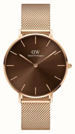 Daniel Wellington Petite Amber 36mm Rose Gold Brown Dial