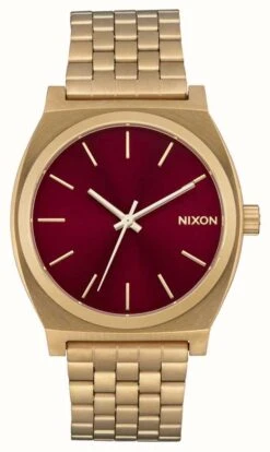 Nixon Time Teller Gold-Tone Oxblood Sunray Dial
