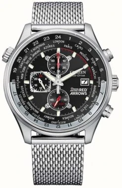 Citizen Red Arrows Stainless Steel Mesh Bracelet Eco-Drive