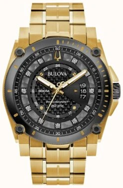 Bulova Precisionist Diamond 46mm Gold Plated
