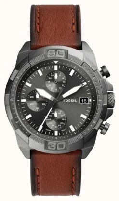 Fossil Men's Bronson | Grey Chronograph Dial | Brown Leather Strap