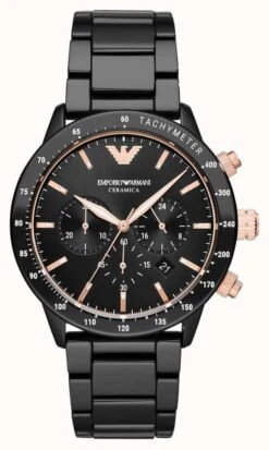 Emporio Armani Men's | Black Chronograph Dial | Black Ceramic Bracelet