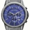 Armani Exchange Blue Dial Chronograph | Gunmetal Stainless Steel Bracelet