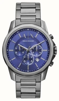 Armani Exchange Blue Dial Chronograph | Gunmetal Stainless Steel Bracelet